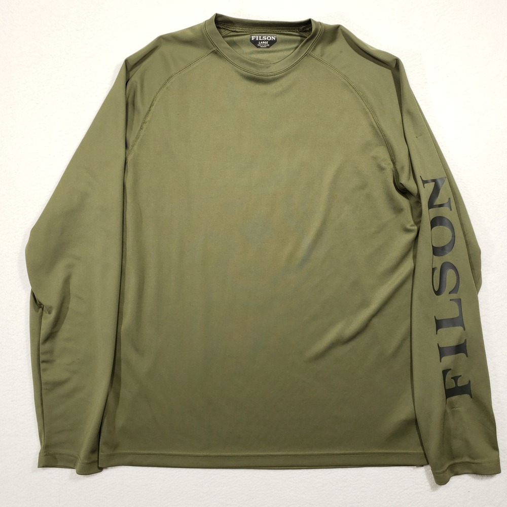 Filson Barrier Shirt‎ Men Large Olive Green Long Sleeve Logo Graphic Performance